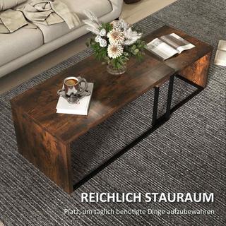 Northio 2er-Set Couchtisch Satztisch Sofatisch Beistelltisch Kaffeetisch verschiedene Formen multifunktional elegant schlicht Metallfuß Schwarz+Braun  