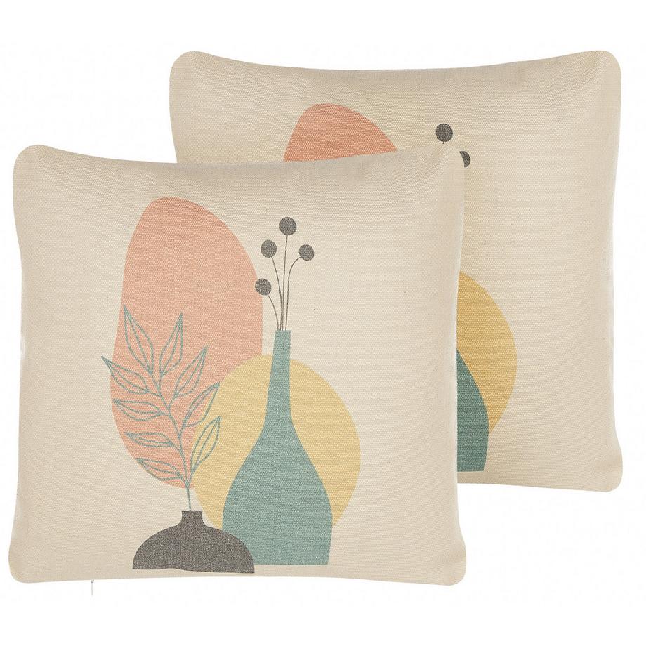 Beliani Lot de 2 coussins décoratifs en Coton Moderne CARDOON  