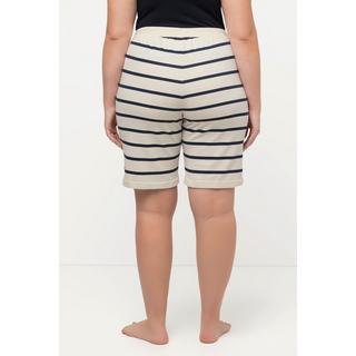 Ulla Popken  Shorts di felpa morbida da casa con righe e cintura elastica 