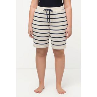 Ulla Popken  Shorts di felpa morbida da casa con righe e cintura elastica 