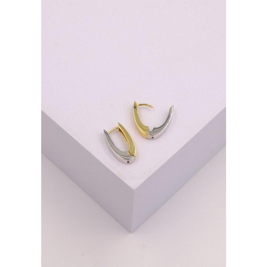 MUAU Schmuck  Creolen Bicolor Gelb-/Weissgold 750 Scharnier 19mm 