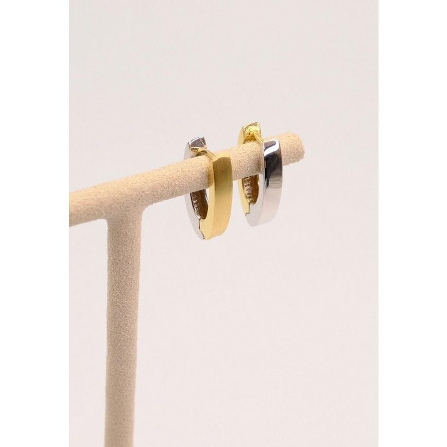 MUAU Schmuck  Creolen Bicolor Gelb-/Weissgold 750 Scharnier 19mm 