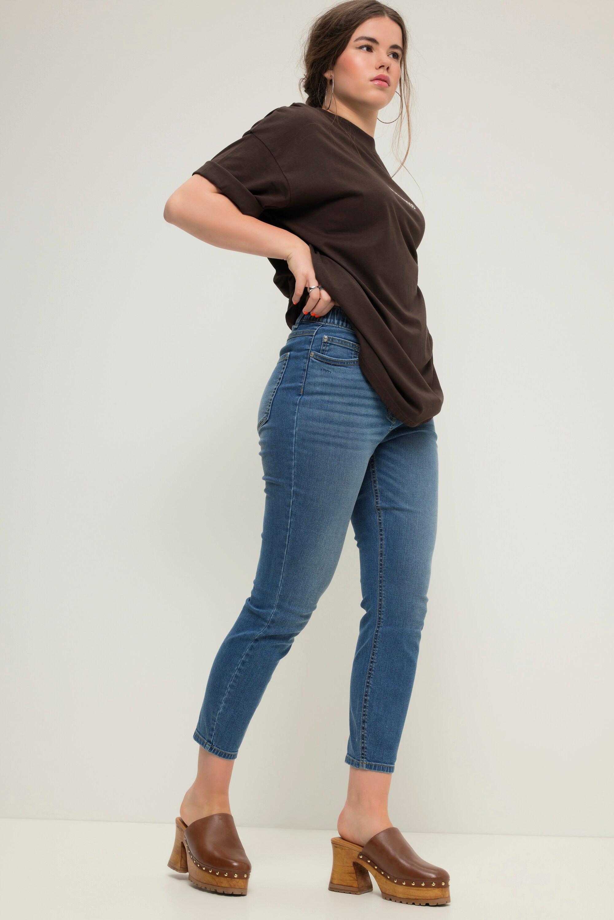 Studio Untold  Skinny jeans con effetto sdrucito, cinque tasche e cintura elastica 