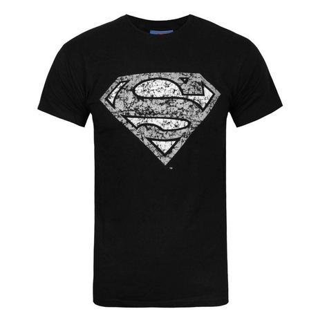 SUPERMAN  offizielles Distressed Silber Logo TShirt 