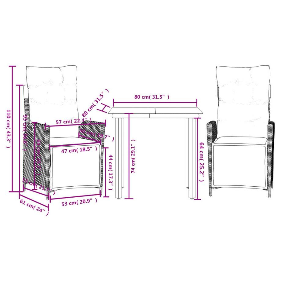 VidaXL set da pranzo da giardino Polirattan  