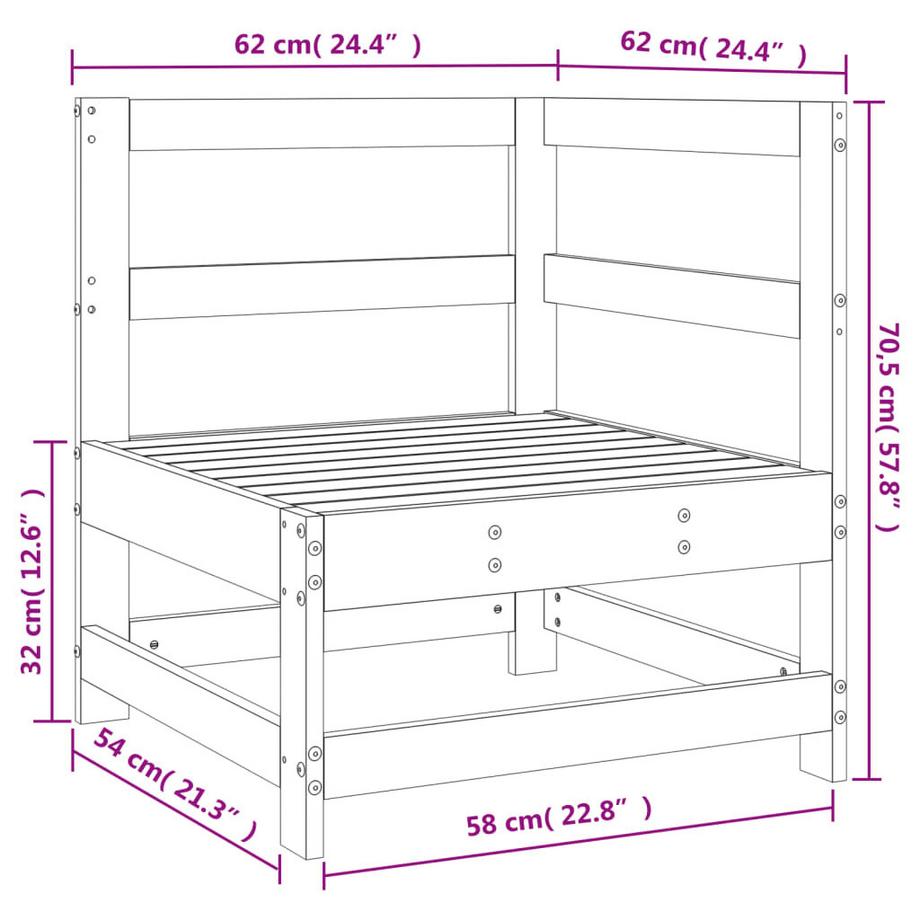 VidaXL Canapé d'angle de jardin bois  
