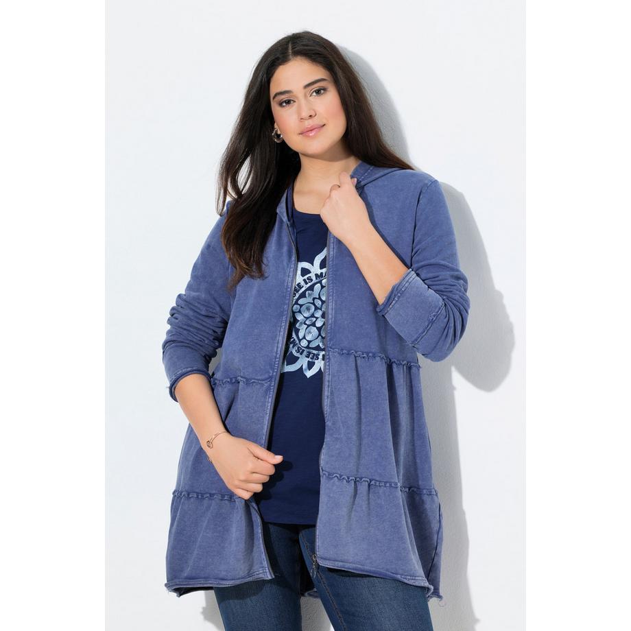 Ulla Popken Longue Veste à Capuche Look Vintage Ligne A  