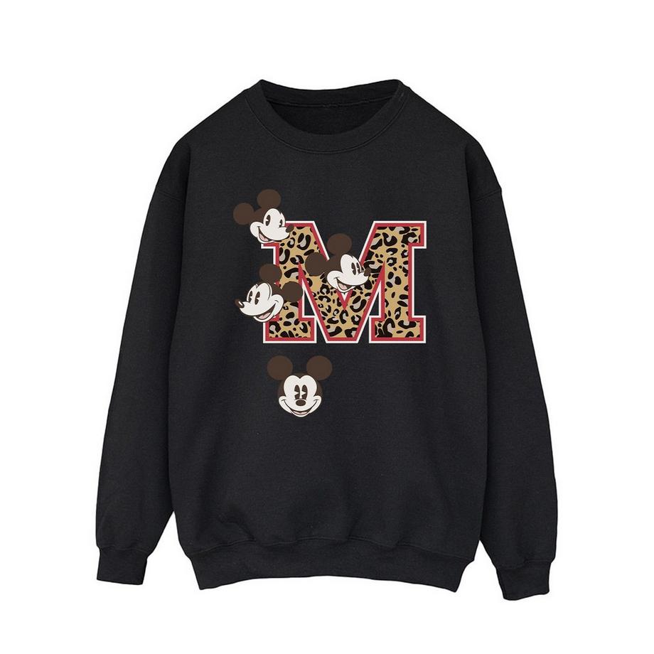 MICKEY MOUSE Leopard Print M Sweatshirt  