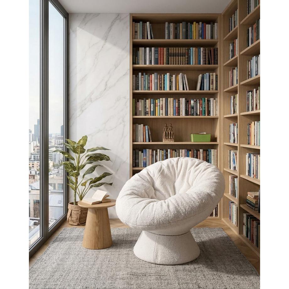 Beliani Fauteuil pivotant en Bouclé Moderne RINGSTED  