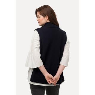 Ulla Popken  Pull sans manches en coton bio, tricot torsadé et col droit 