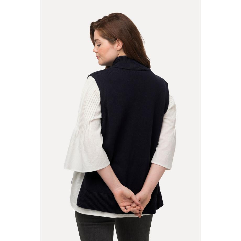 Ulla Popken Pull sans manches col montant tricot torsadé  