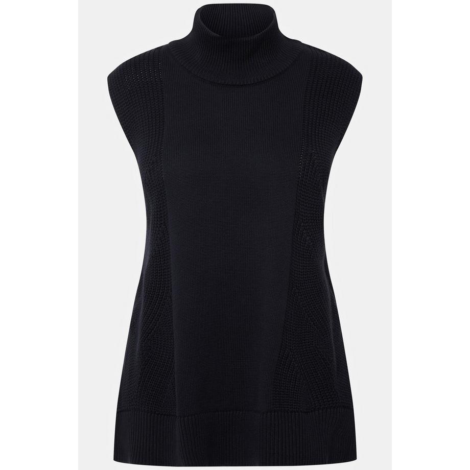 Ulla Popken Pull sans manches col montant tricot torsadé  