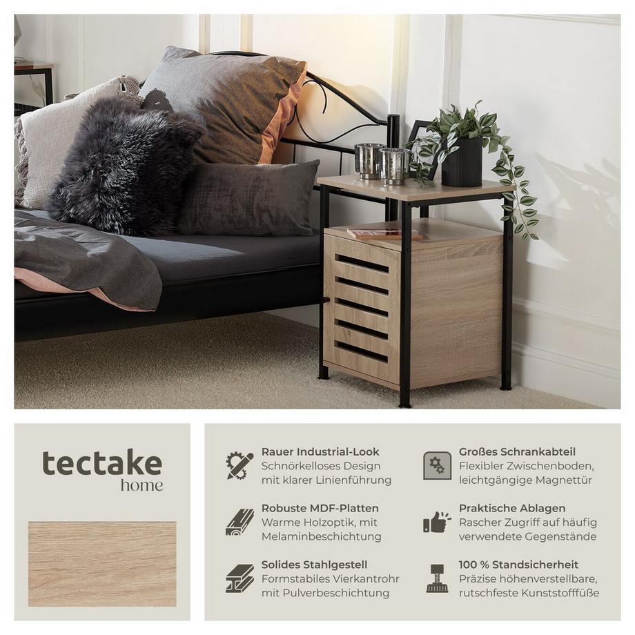 Tectake Beistellschrank Cork Industrial Style Holz und Stahl  