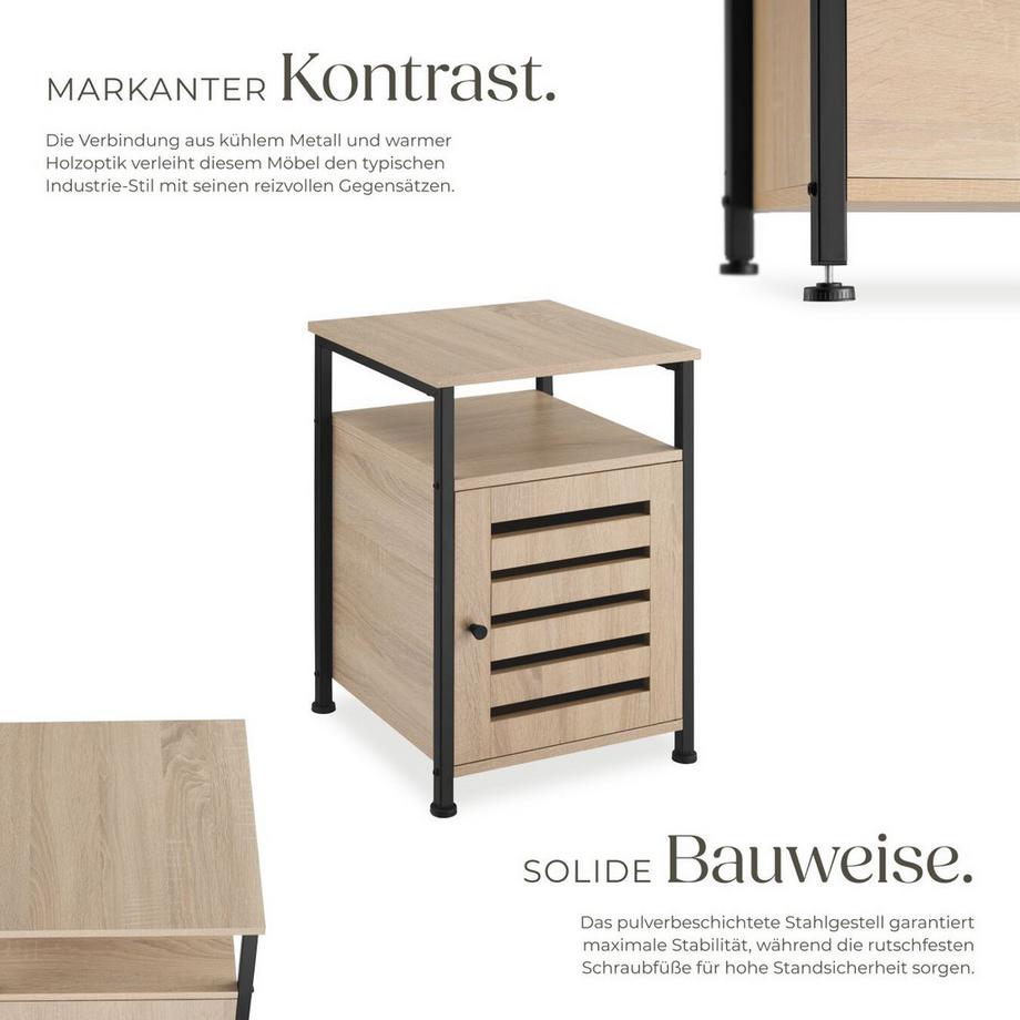Tectake Beistellschrank Cork Industrial Style Holz und Stahl  