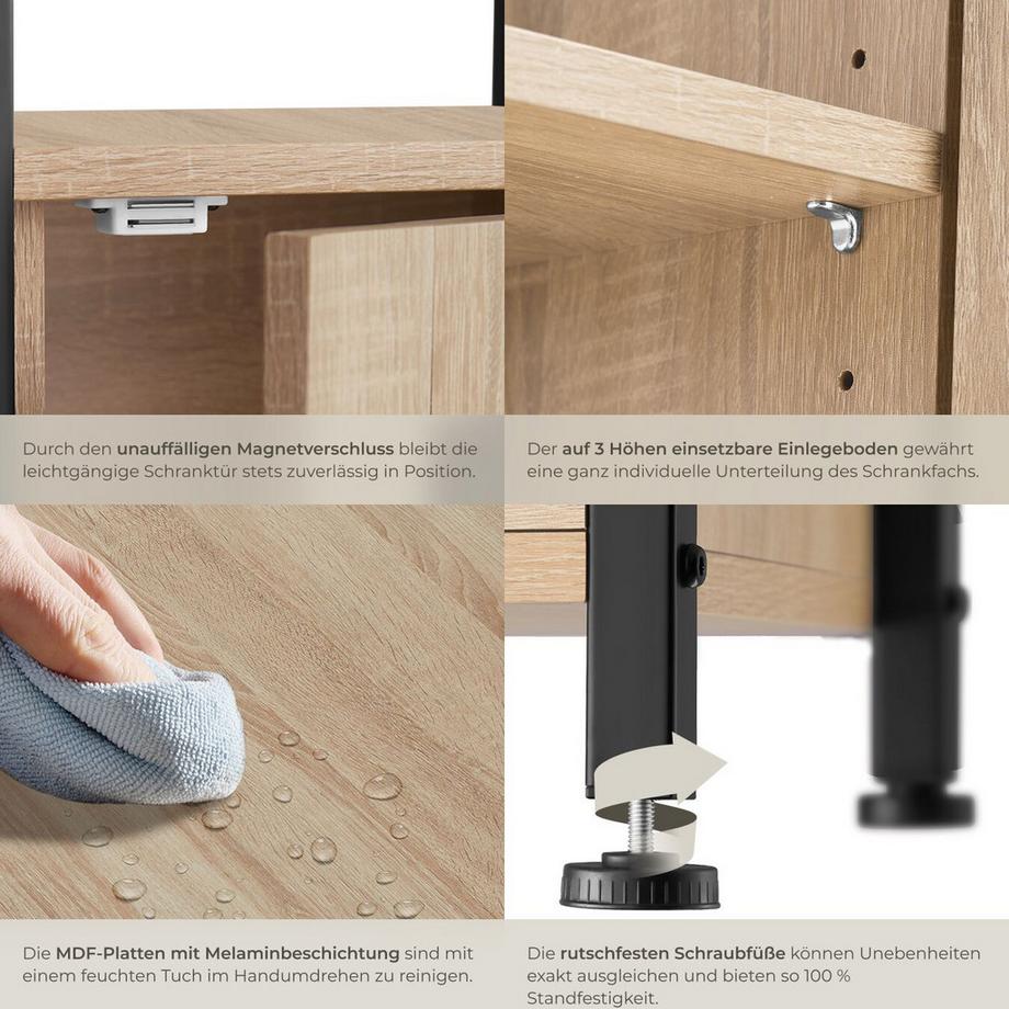 Tectake Beistellschrank Cork Industrial Style Holz und Stahl  