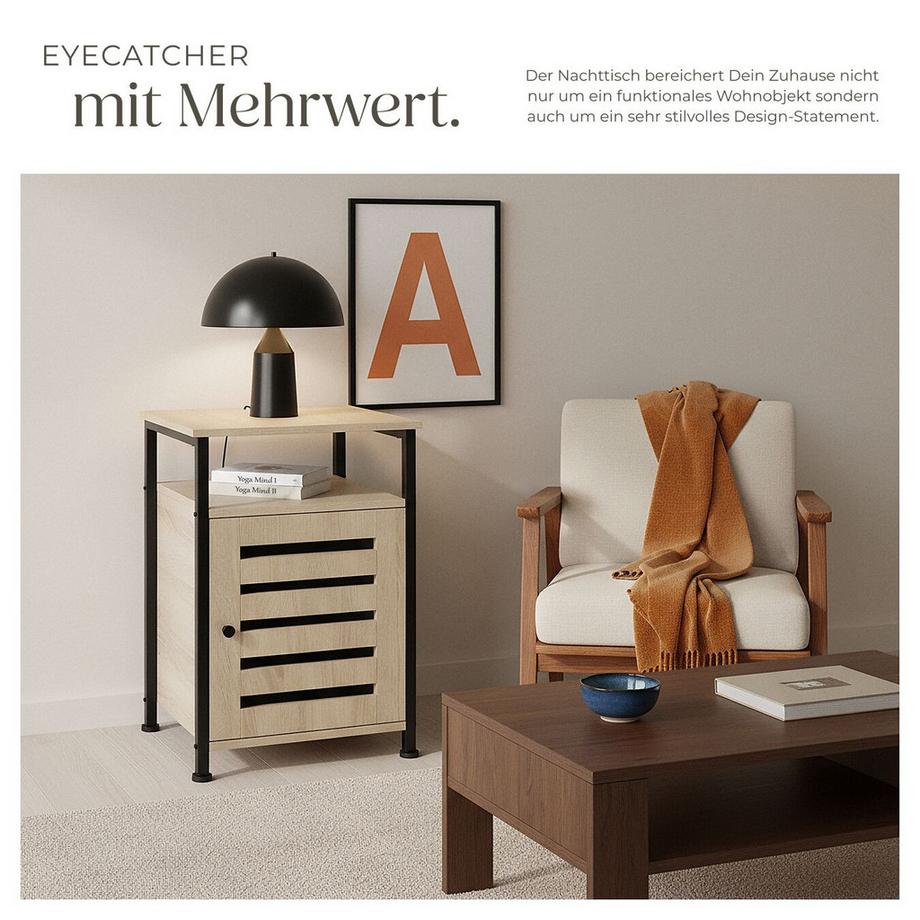 Tectake Beistellschrank Cork Industrial Style Holz und Stahl  