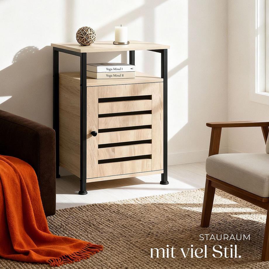 Tectake Beistellschrank Cork Industrial Style Holz und Stahl  