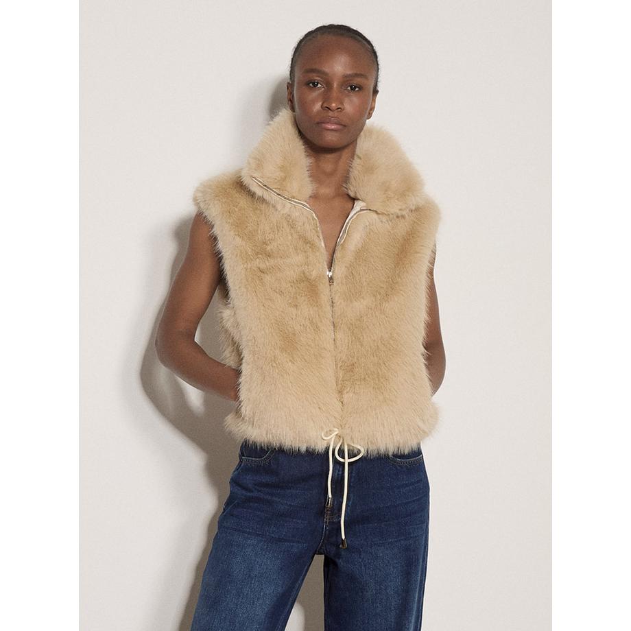 APRICOT Gilet in pelliccia sintetica con collo e cordino  