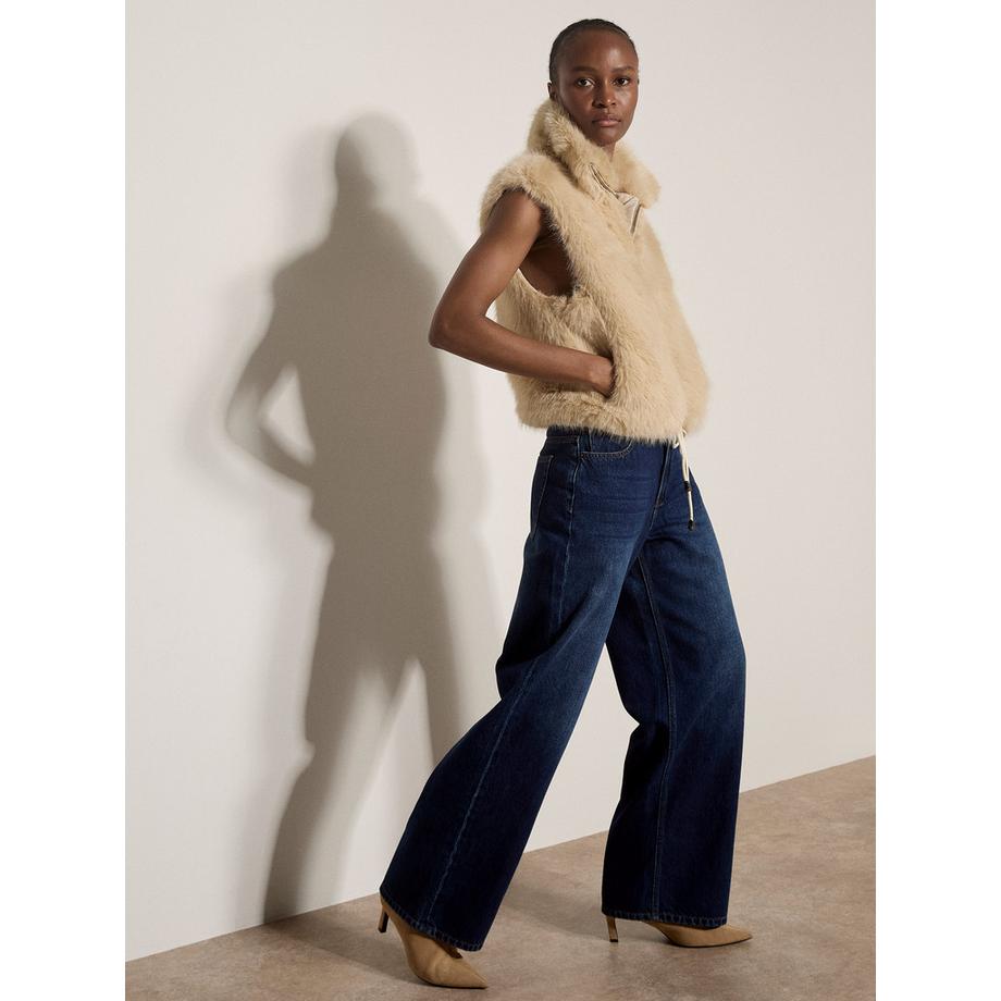 APRICOT Gilet in pelliccia sintetica con collo e cordino  