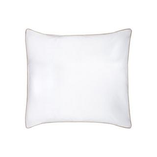 Vente-unique Parure de lit percale de coton  80 fils/cm² - Housse de couette 240 x 260 cm + 2 taies d'oreiller 63 x 63 cm - Blanc passepoil beige- AGAMI de PALACIO  