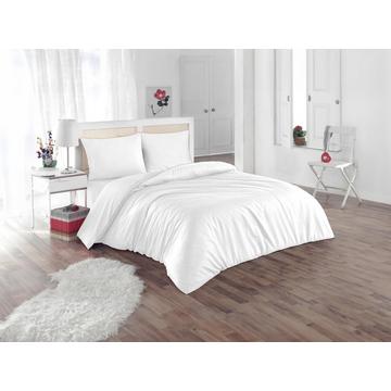 Bettwäsche - Baumwollperkal 80 Fäden/cm² - Bettdeckenbezug 240 x 260 cm + 2 Kissenbezüge 63 x 63 cm - Weiß mitfarbener Ziernaht - AGAMI von PALACIO