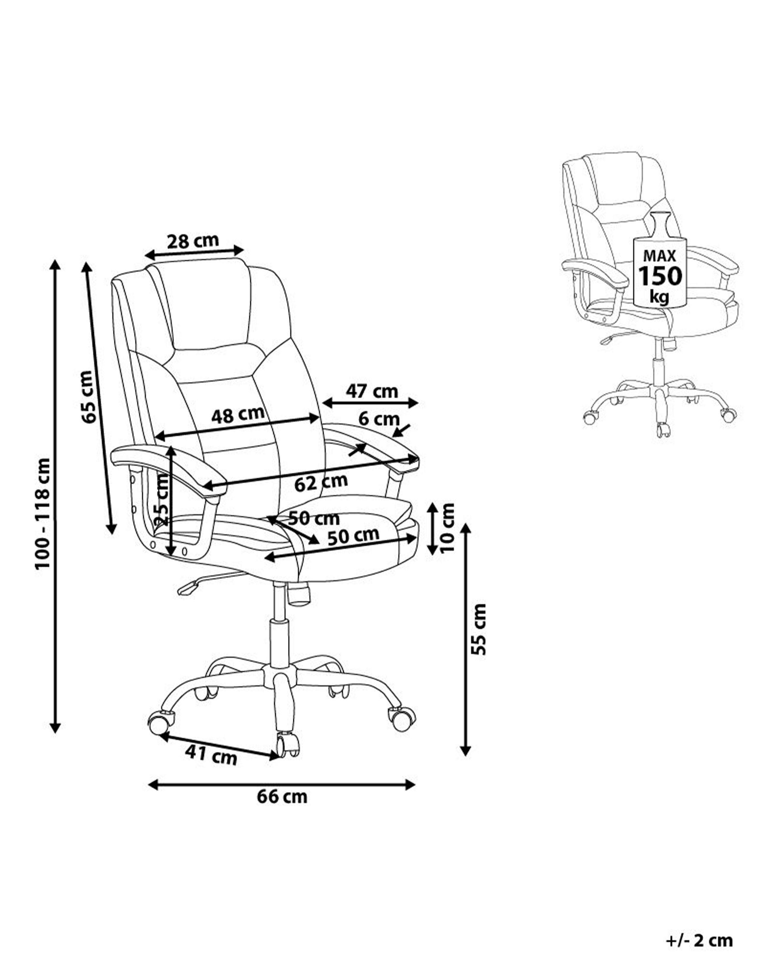 Beliani Fauteuil de bureau en Cuir PU Traditionnel ADVANCE  