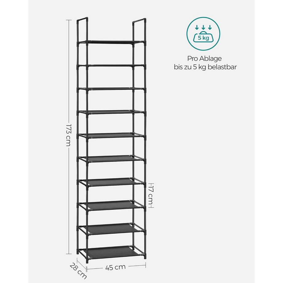 Songmics Étagère à chaussures avec structure métallique, 10 niveaux  