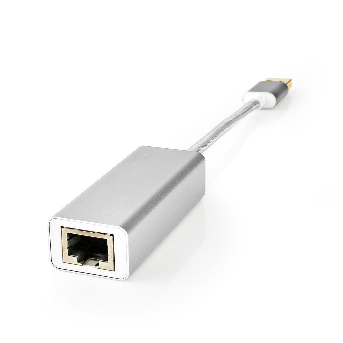 Nedis  Scheda di rete USB | USB 3.2 Gen 1 | 1 Gbps | USB-A Maschio | RJ45 Femmina | 0,20 m | Rotonda | Placcata oro | Rame nudo | Argento | Scatola con finestra coperta 