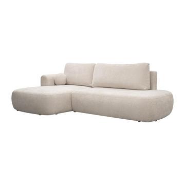 Canapé d'angle gauche convertible en tissu texturé beige BROCARO de Maison Céphy