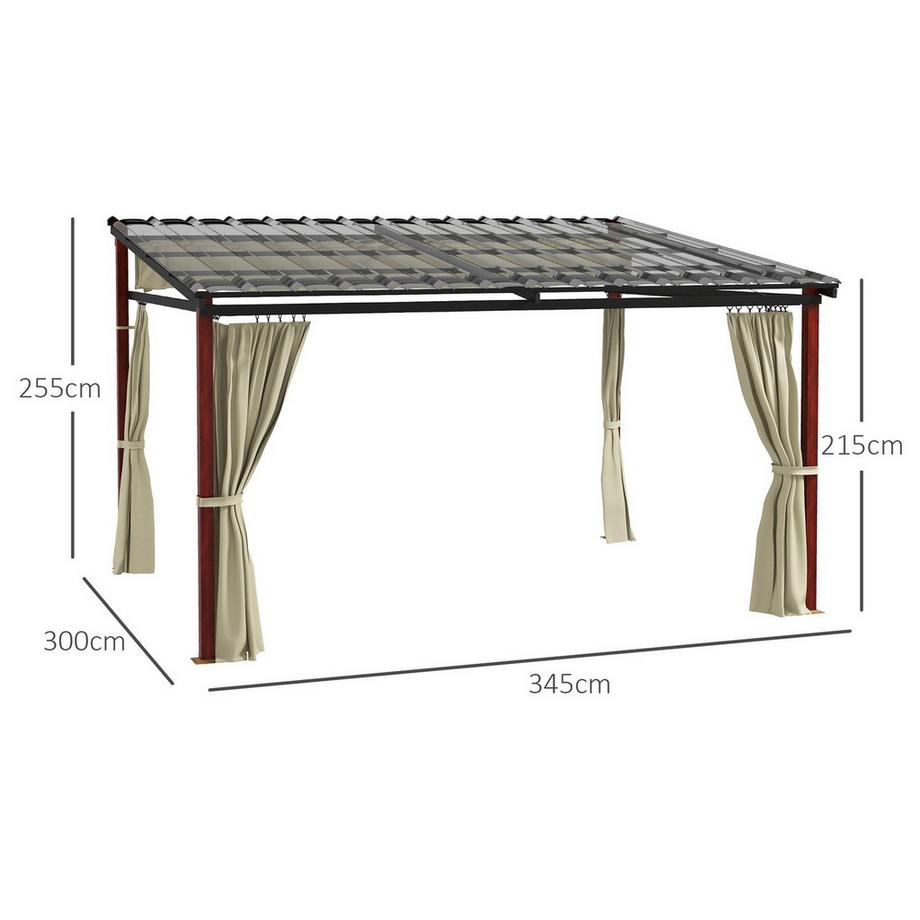 Northio Gazebo Pergola 3,5x3m con pareti laterali, antivento, regolabile in altezza, tetto retrattile, beige per giardino e terrazza  