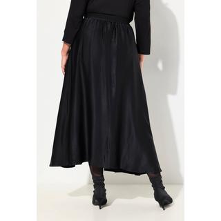 Ulla Popken  Jupe midi en satin, silhouette en A, ceinture élastique et cordon de serrage 