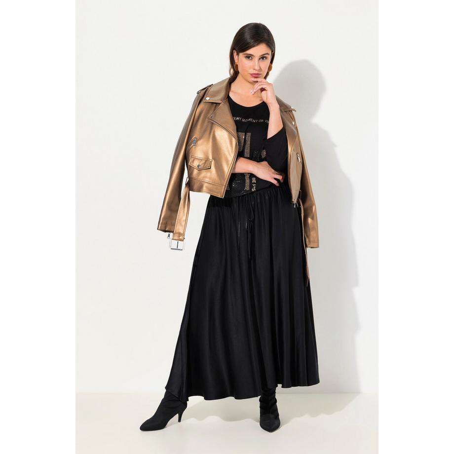 Ulla Popken Jupe Midi Satin Silhouette A Ceinture Élastique Cordon de Serrage  