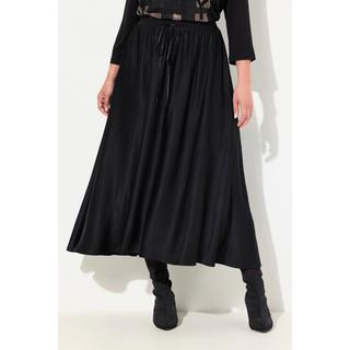 Ulla Popken  Jupe midi en satin, silhouette en A, ceinture élastique et cordon de serrage 