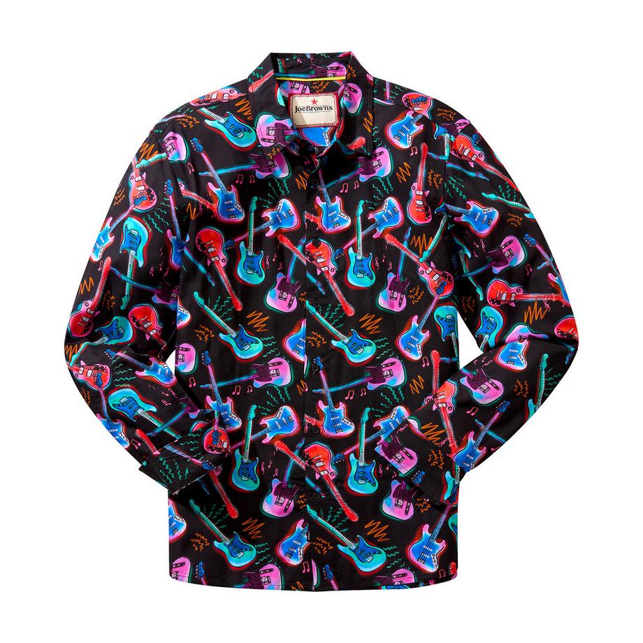 Joe Browns Langarmhemd Gitarrenmotiv Neonakzente  