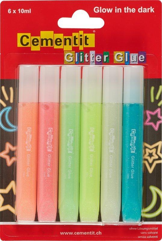 Cementit  CEMENTIT Glitter Glue Glow in the dark 6x10ml 