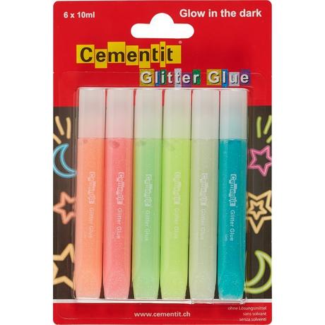 Cementit  CEMENTIT Glitter Glue Glow in the dark 6x10ml 