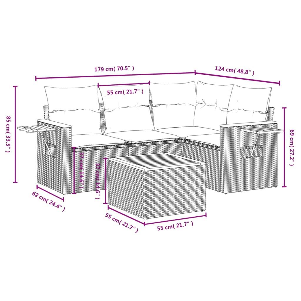 VidaXL set divano da giardino Polirattan  