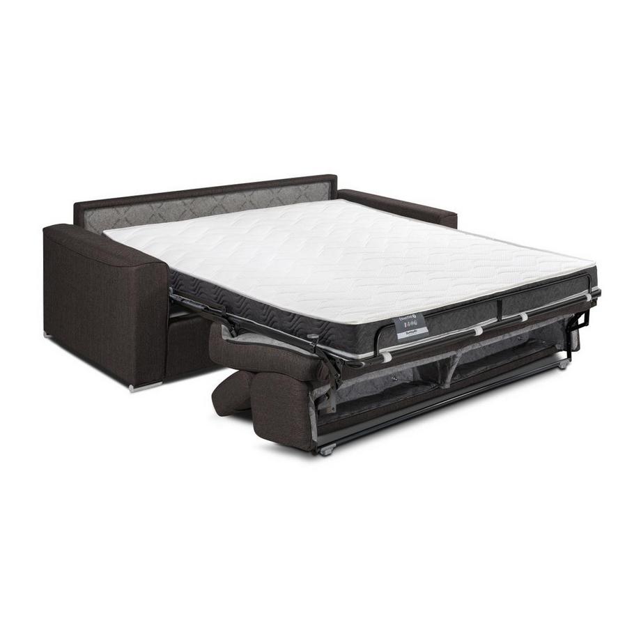 LINEA SOFA Canapé 2 places convertible express en tissu gris - couchage 120 cm - Matelas 14 cm avec mémoire de forme VIZIR  