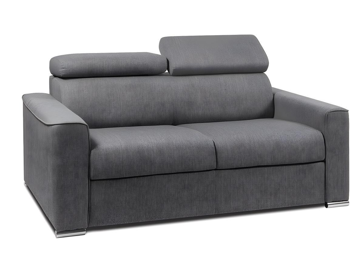 LINEA SOFA Schlafsofa 2-Sitzer - Liegefläche: 120 cm - Matratzenhöhe: 14 cm mit Memory Schaum - Stoff - Grau - VIZIR  