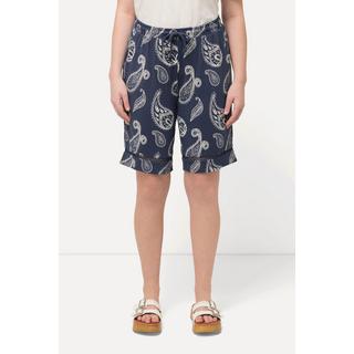 Ulla Popken  Short en jersey à broderie ajouré et motif cachemire, en coton bio 