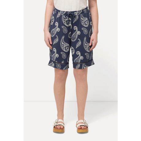 Ulla Popken  Jersey-Shorts, Paisleymuster, Lochstickerei, Biobaumwolle 