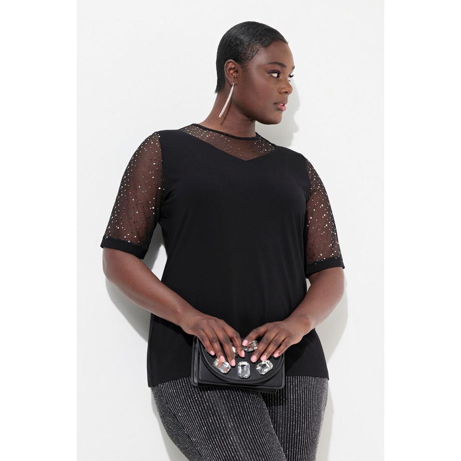 Ulla Popken T-shirt Classic Fit Maille à Sequins Doublure Jersey  