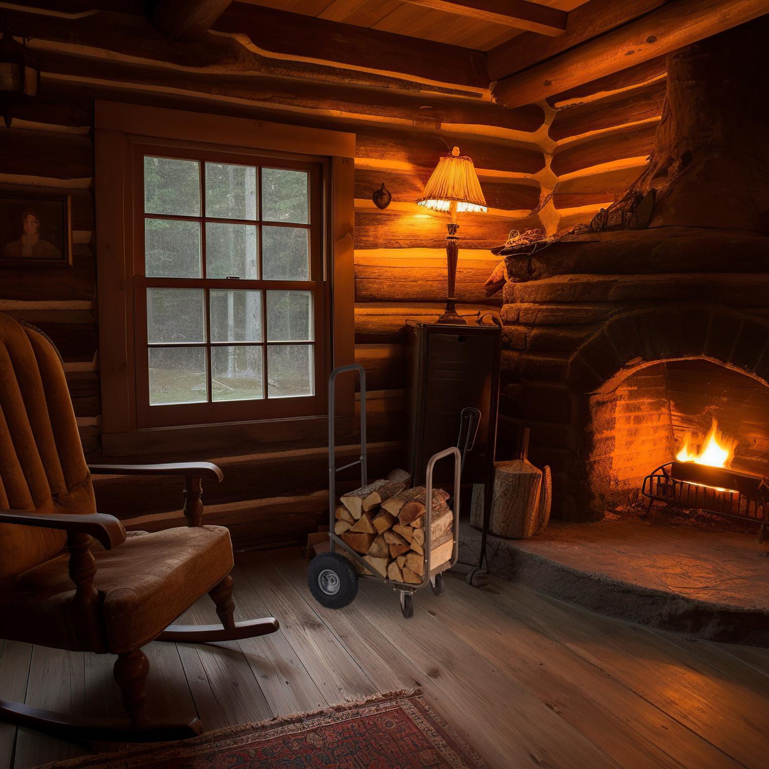 B2X Brauner Brennholzwagen mit Luftreifen  