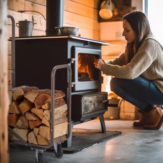 B2X Brauner Brennholzwagen mit Luftreifen  