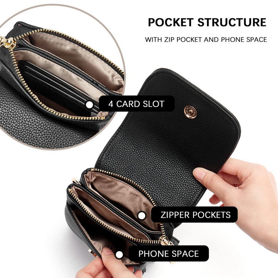 Only-bags.store Sac bandoulière en cuir pour téléphone avec portefeuille  