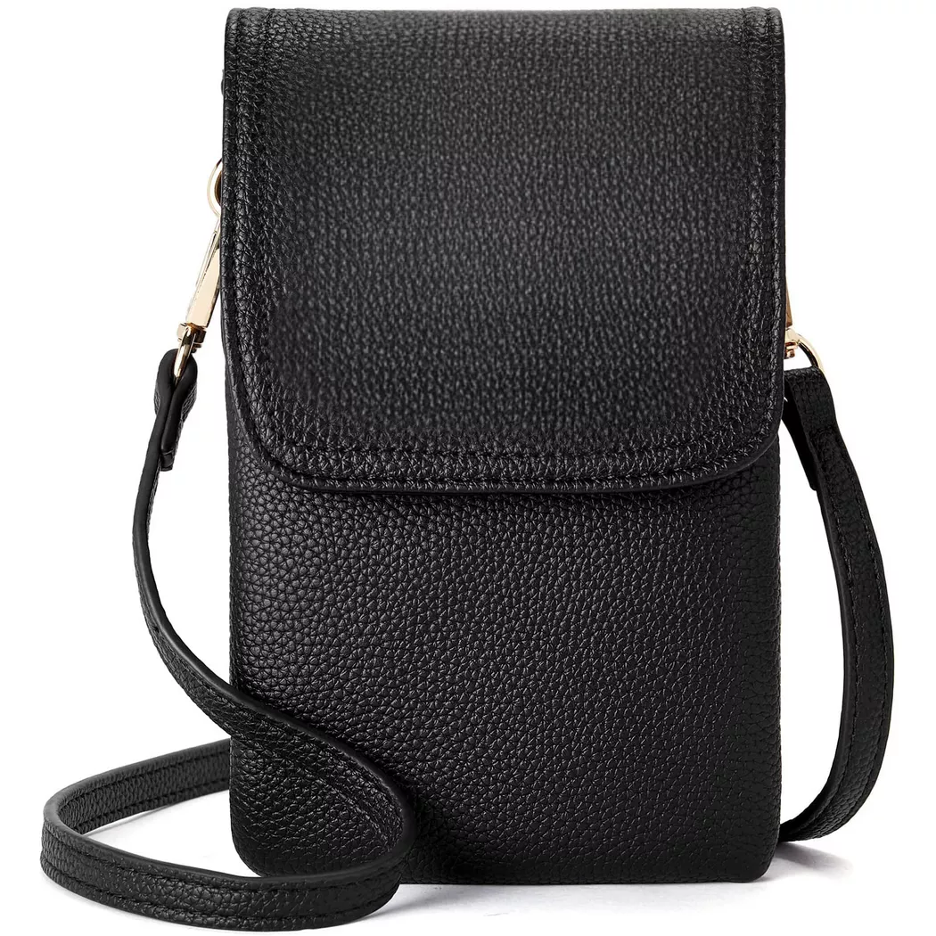 Only-bags.store - Handy Umhängetasche Leder, Umhängetasche, Handytasche mit Geldbörse zum Umhängen, für Herren, Schwarz