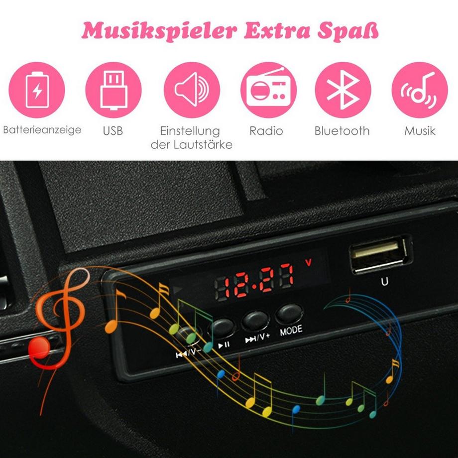 B2X  Kindertruck Akkubetriebenes Elektrofahrzeug mit 2 Sitzen 114 x 78 x 67 cm Rosa 