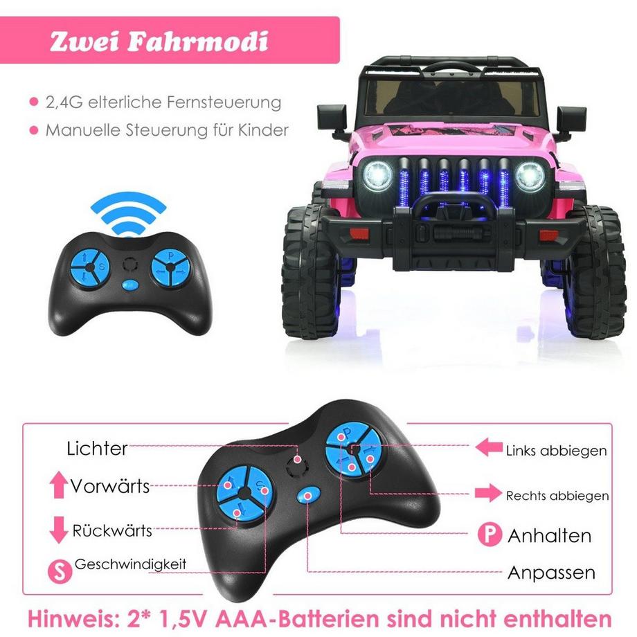B2X  Kindertruck Akkubetriebenes Elektrofahrzeug mit 2 Sitzen 114 x 78 x 67 cm Rosa 
