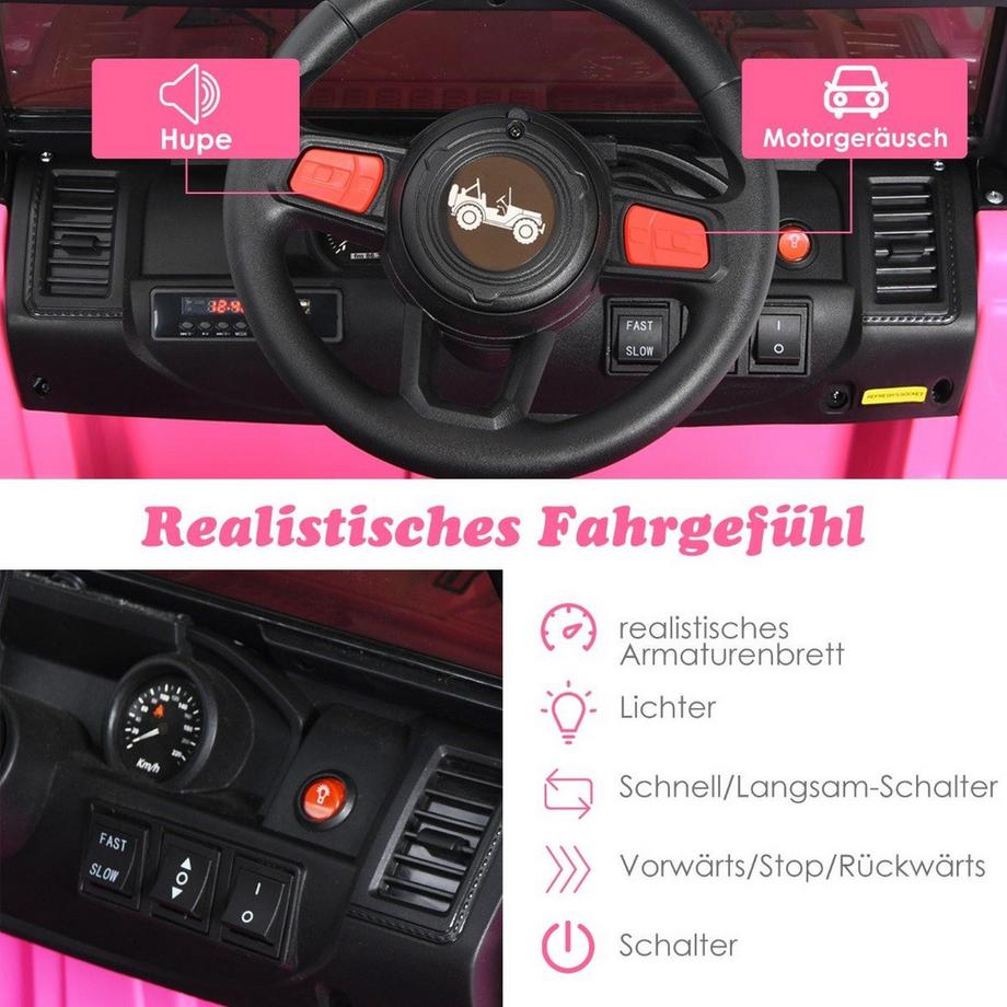 B2X  Kindertruck Akkubetriebenes Elektrofahrzeug mit 2 Sitzen 114 x 78 x 67 cm Rosa 