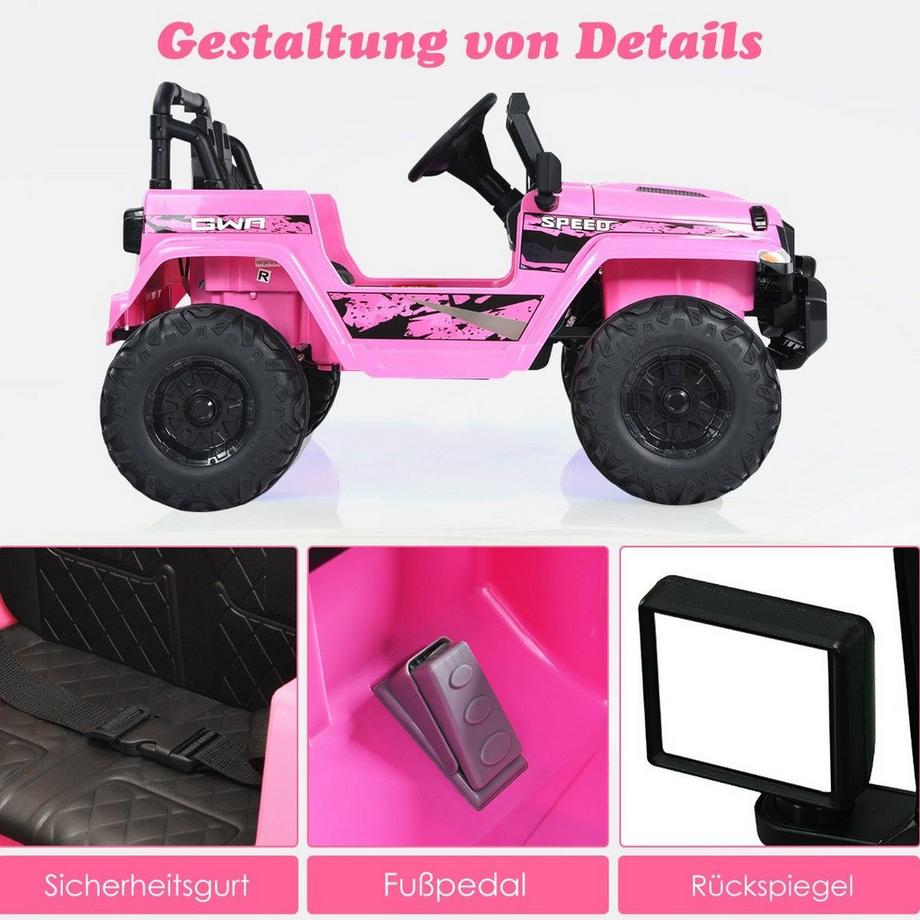 B2X  Kindertruck Akkubetriebenes Elektrofahrzeug mit 2 Sitzen 114 x 78 x 67 cm Rosa 